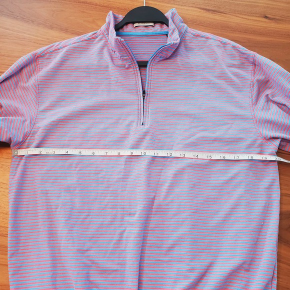 Oliver Ridley Mens 1/4 Zip Striped Pullover Long Sleeve Golf Top Sz M Pink Blue - Picture 5 of 8